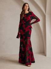 Adeline Floral Embroidered Backless Maxi Dress In Black